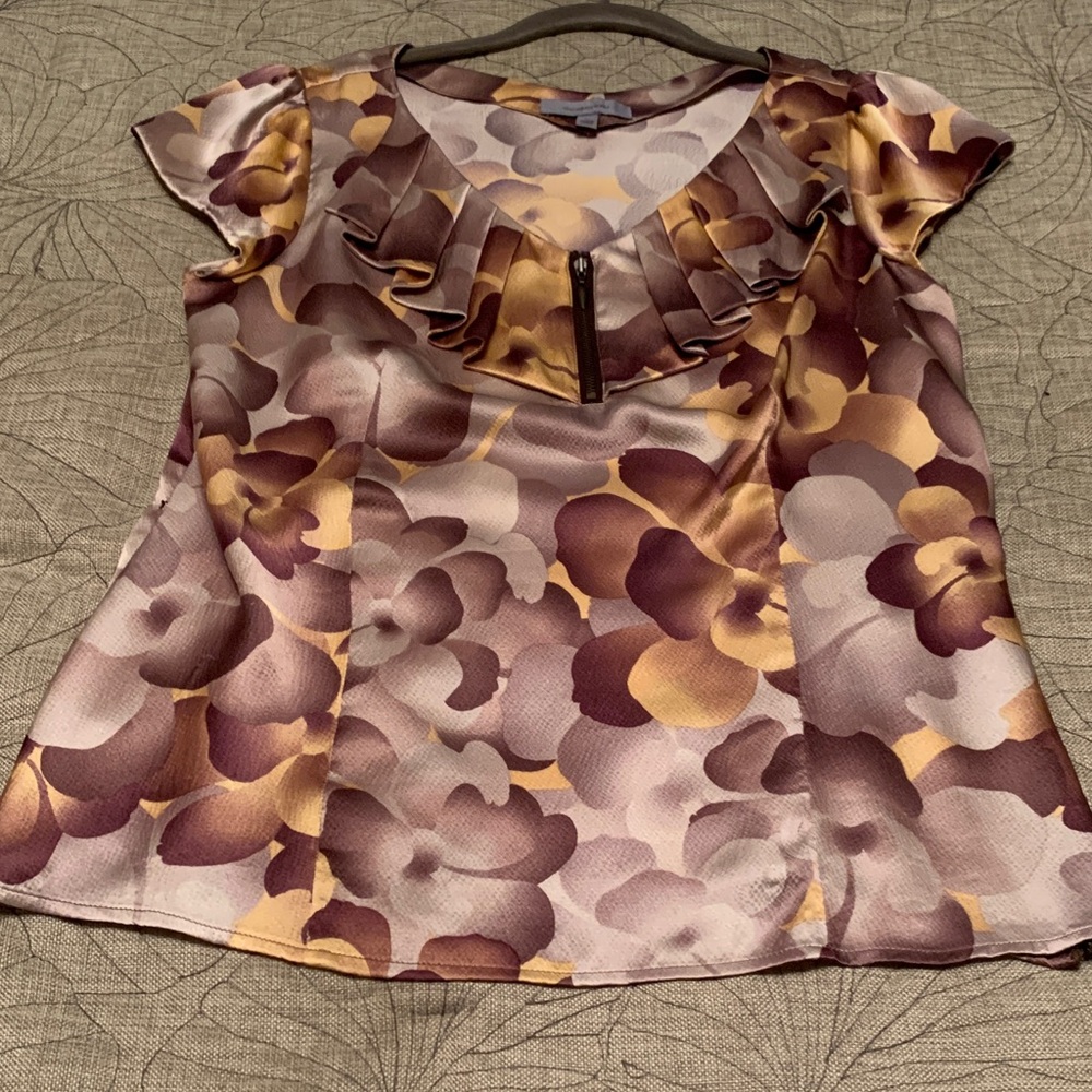 Classiques Entier Floral Silk Blouse - Brown and Gold